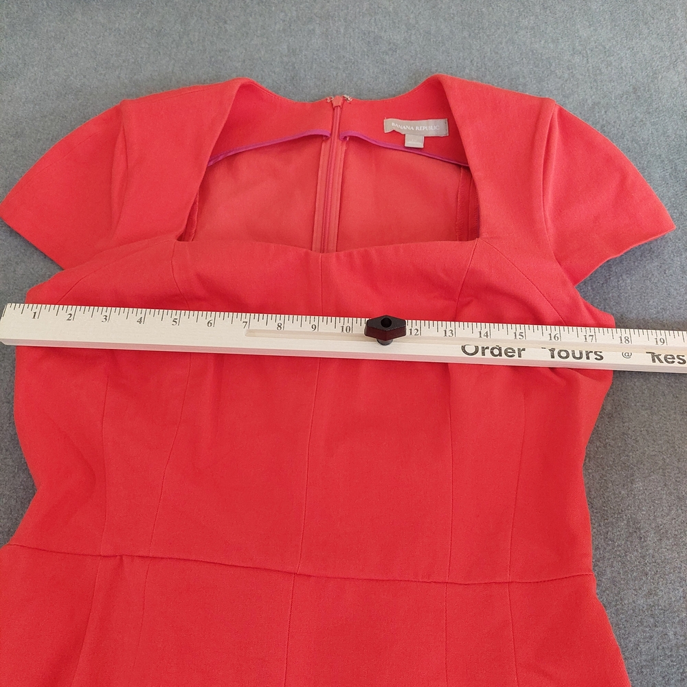 Banana Republic Red Square Neck Sheath Dress Size 12 Cap Sleeve Professional - Picture 6 of 9